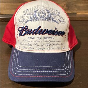 Budweiser King of Beers Red White Blue Baseball Cap Hat Size M/L